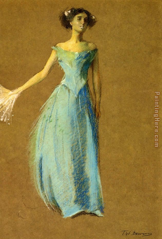 Lady in Blue Portrait of Annie Lazarus painting - Thomas Dewing Lady in Blue Portrait of Annie Lazarus art painting